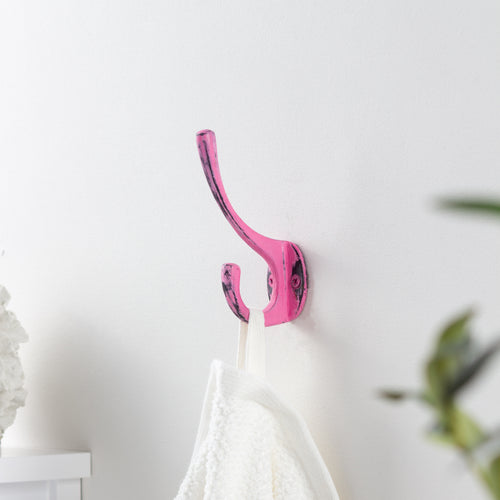  Accessories - Distressed Set of 2 Wall Hooks Pink The Foundry