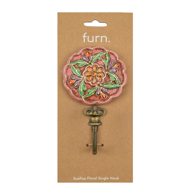  Accessories - Floral Scallop Set of 1 Wall Hooks Pink furn.