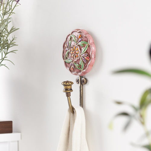  Accessories - Floral Scallop Set of 1 Wall Hooks Pink furn.