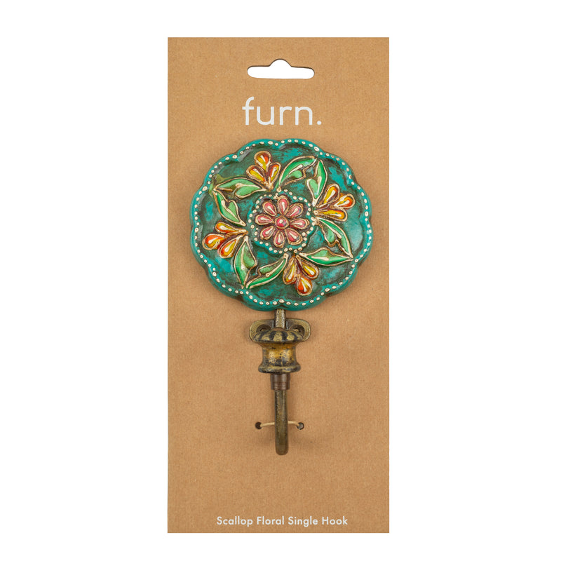  Accessories - Floral Scallop Set of 1 Wall Hooks Teal furn.