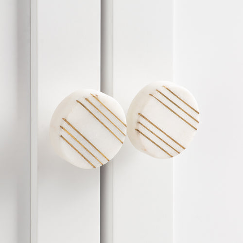  Accessories - Marble Gold Set of 6 Drawer Knobs Ivory/Gold Hoem