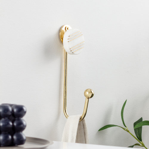  Accessories - Gold Lines Set of 2 Wall Hooks White/Gold Hoem