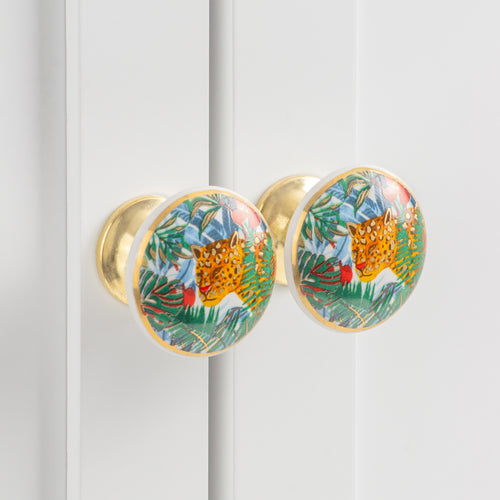  Accessories - Leopard Jungle Set of 4 Drawer Knobs Multicolour furn.