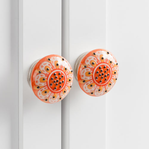  Accessories - Round Dot Set of 4 Drawer Knobs Orange furn.