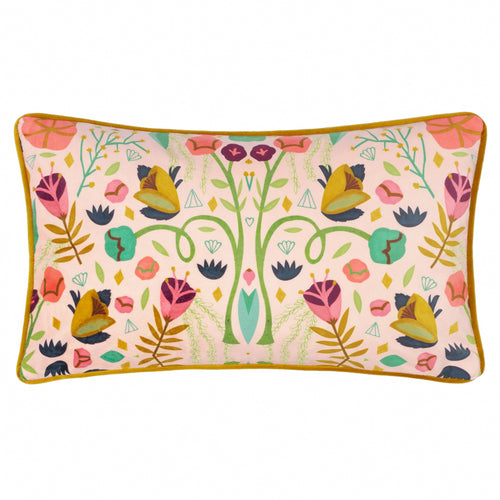 Kate Merritt Riverside Botanics Illustrated Cushion Cover in Pink/Gold