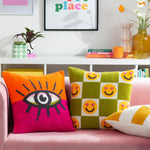 Abstract Pink Cushions - All Eyes On You Boucle Cushion Cover Orange/Pink Heya Home