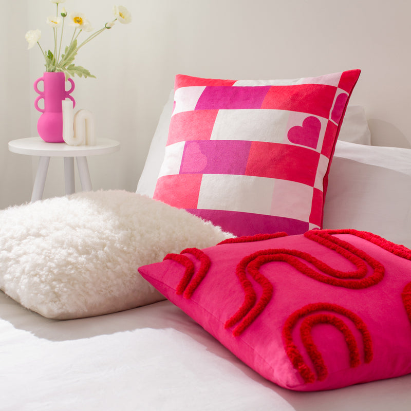 Heya Home Archie Tufted Cushion Cover in Pink/Red