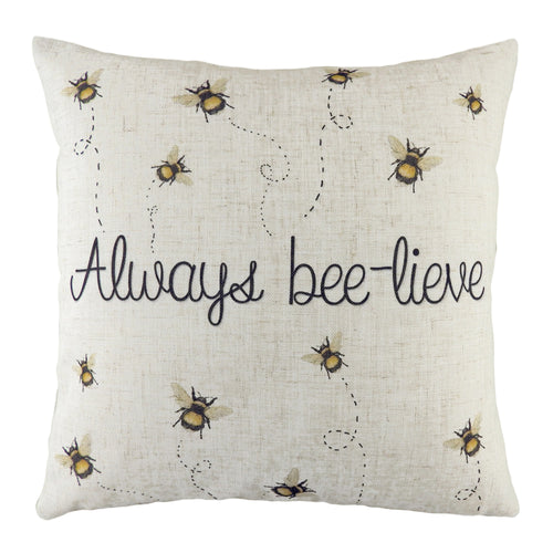 Evans Lichfield Bee-Lieve Printed Cushion Cover in White