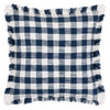 Check Blue Cushions - Barton Check Fringed Cushion Cover Navy Yard