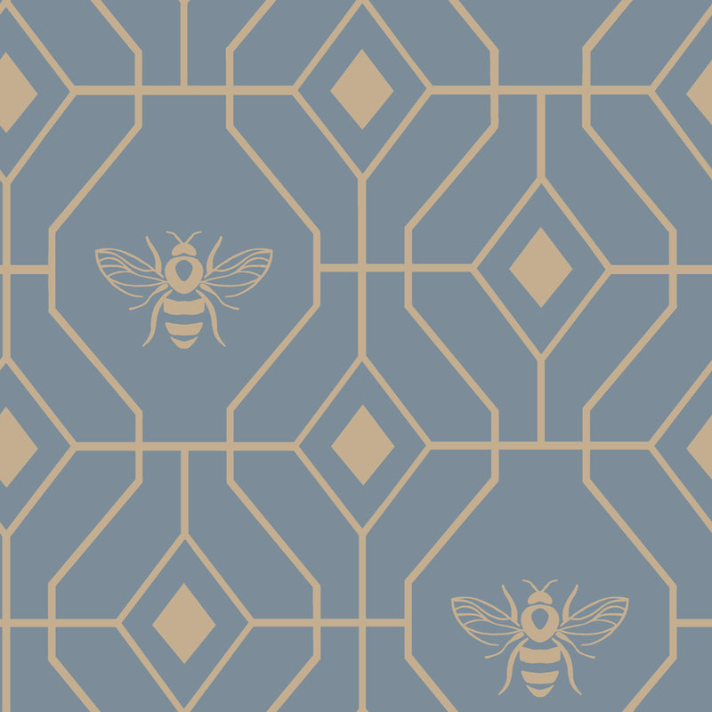 furn. Bee Deco Geometric Duvet Cover Set in French Blue