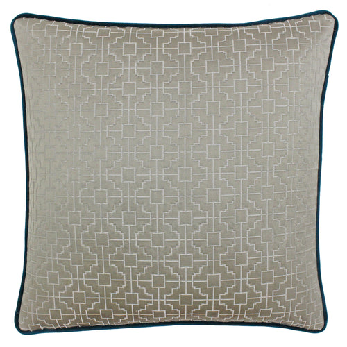 Paoletti Belsize Jacquard Cushion Cover in Taupe/Teal