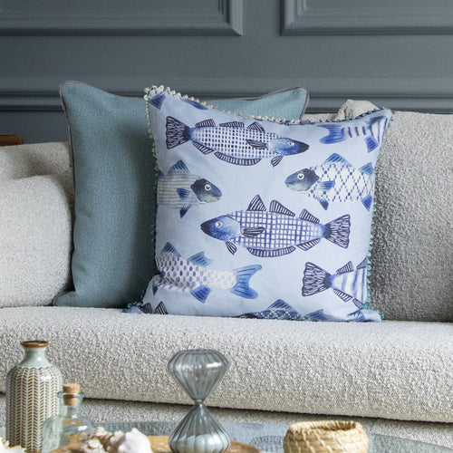 Voyage Maison Cove Printed Cushion Cover in Cobalt