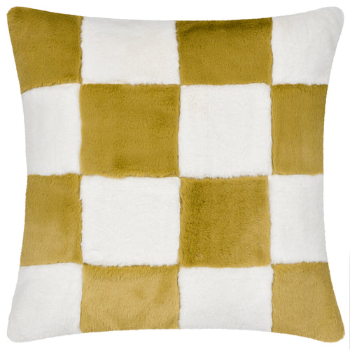 Heya Home Cozee Check Faux Fur Cushion Cover in Olive