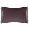 Damask Purple Cushions - Daphne Printed Ruche Fringe Feather Filled Cushion Viola Voyage Maison