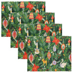 furn. Deck The Halls Set of 4 Christmas Festive Placemats in Green