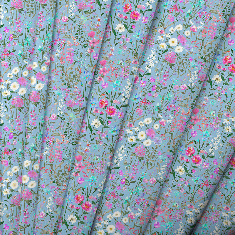Voyage Maison Prado Flores Printed Fine Lawn Cotton Apparel Fabric in Sky