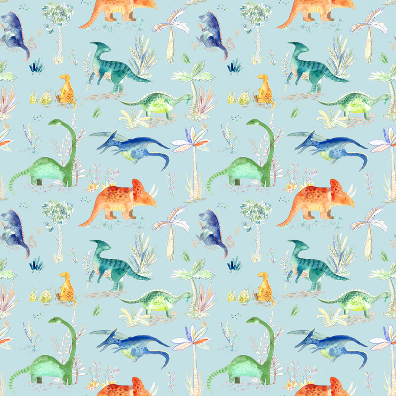 Voyage Maison Dinos Printed Oil Cloth Fabric (By The Metre) in Sky