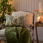 Floral Green Cushions - Elowen Printed Piped Feather Filled Cushion Linen Voyage Maison