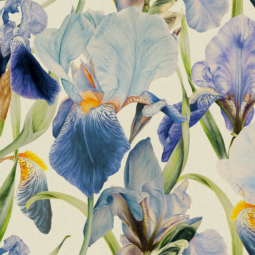 Marie Burke Elva Printed Cotton Fabric in Bluebell Blue