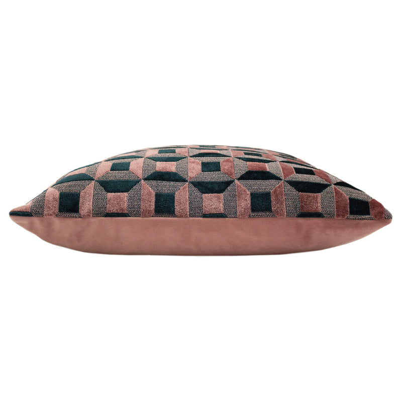Paoletti Empire Velvet Jacquard Cushion Cover in Blush/Navy