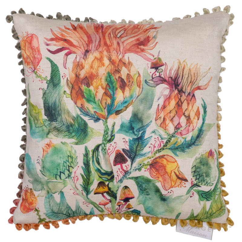 Voyage Maison Enchanting Thistle Small Printed Cushion Cover in Marigold
