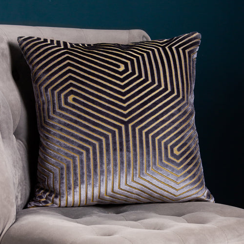 Paoletti Evoke Cut Velvet Cushion Cover in Charcoal
