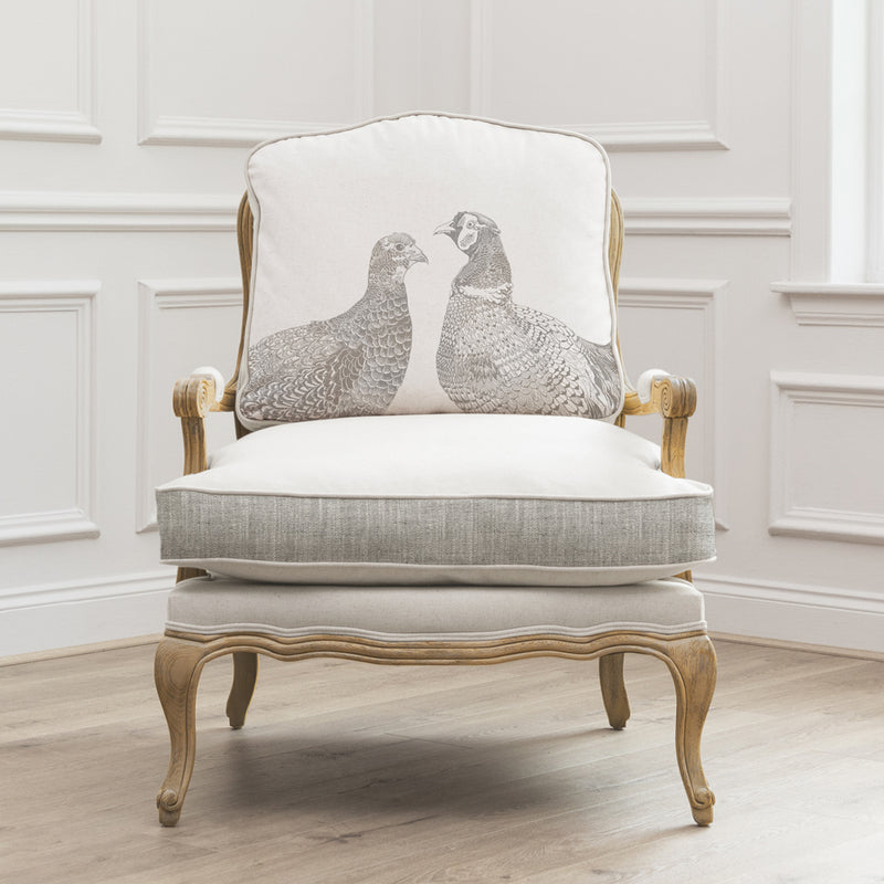 Voyage Maison Florence Oak Kissing Pheasants Chair in Grey