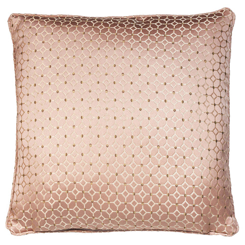 Prestigious Textiles Frame Embroidered Geometric Piped Cushion Cover in Rose