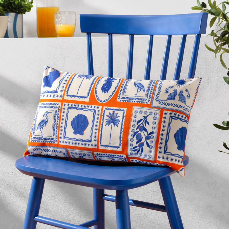 Frieze Outdoor Cushion Coral/Blue