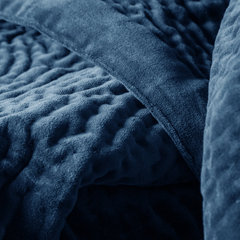 Additions Haze Velvet Quilted Throw in Bluebell
