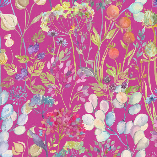 Voyage Maison Hedgerow Printed Crafting Cotton Apparel Fabric in Fuchsia