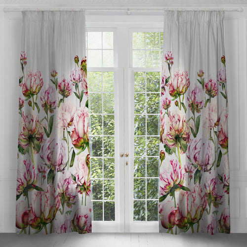 Voyage Maison Heligan Printed Pencil Pleat Curtains in Pink Fuchsia