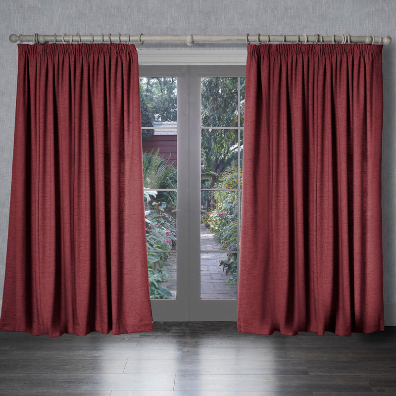 Voyage Maison Helmsley Woven Pencil Pleat Curtains in Brick