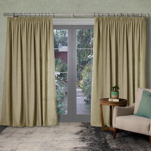 Voyage Maison Helmsley Woven Pencil Pleat Curtains in Mushroom