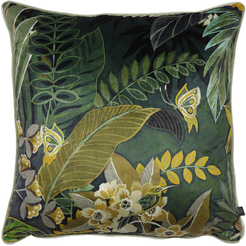 Prestigious Textiles Hidden Paradise Botanical Cushion Cover in Emerald