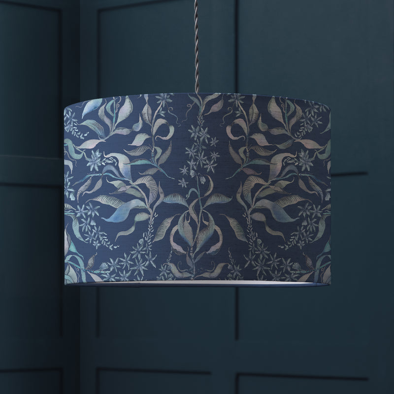 Floral Blue Lighting - Hettie Eva Printed Lamp Shade Atlas Blue Voyage Maison
