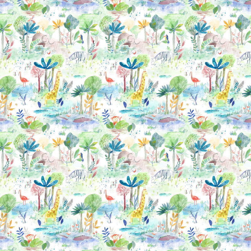 Voyage Maison Jungle Fun Printed Cotton Fabric in Primary