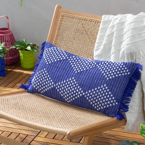 Geometric Blue Cushions - Kadie Outdoor/Indoor Woven Cushion Cover Cobalt furn.