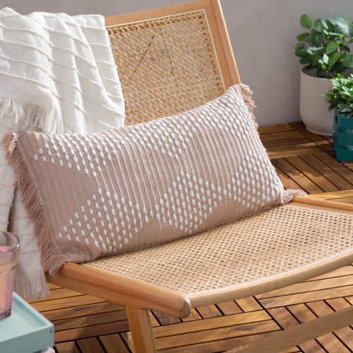 Geometric Beige Cushions - Kadie Outdoor/Indoor Woven Cushion Cover Natural furn.