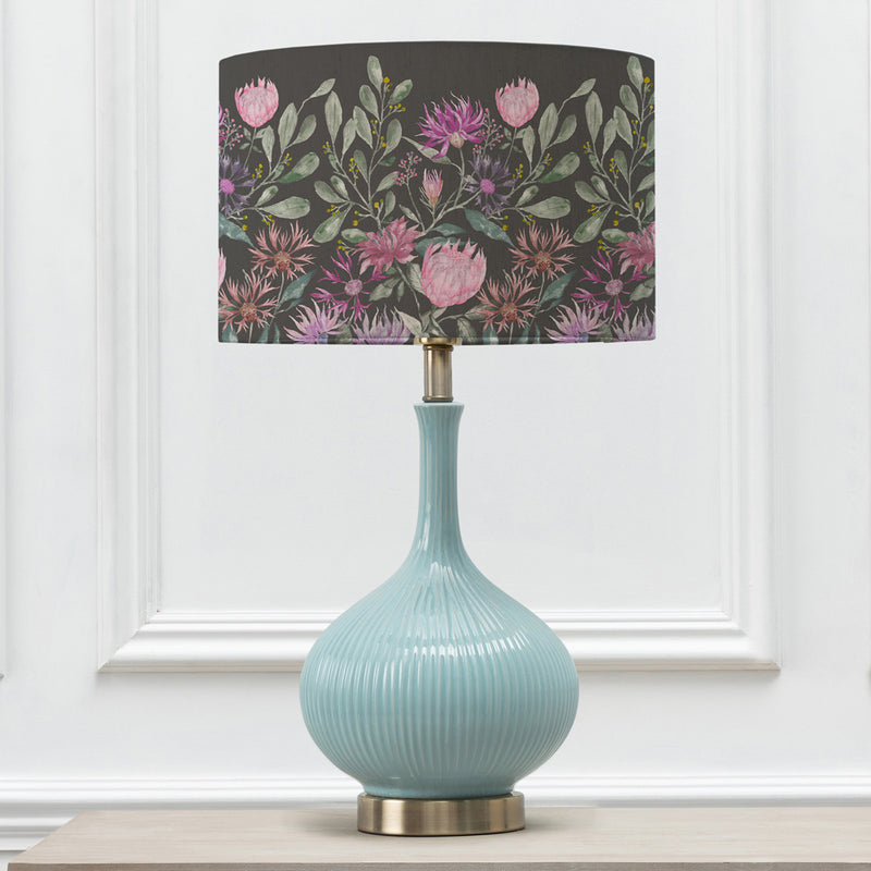 Floral Blue Lighting - Ursula  & Fortazela Eva  Complete Table Lamp Aqua/Onyx Voyage Maison