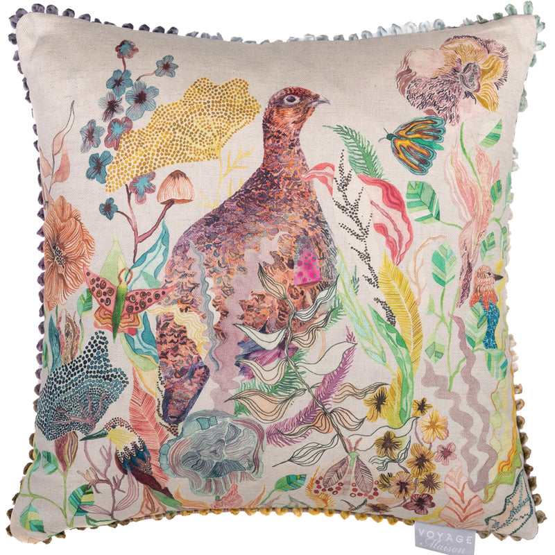 Voyage Maison Lady Grouse Printed Cushion Cover in Linen