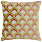 Paoletti Ledbury Cushion Cover in Lime/Pink