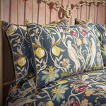 EW by Edinburgh Weavers Songbird Traditional Floral Piped Pillowcase Pair in Navy