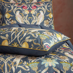 EW by Edinburgh Weavers Songbird Traditional Floral Piped Pillowcase Pair in Navy