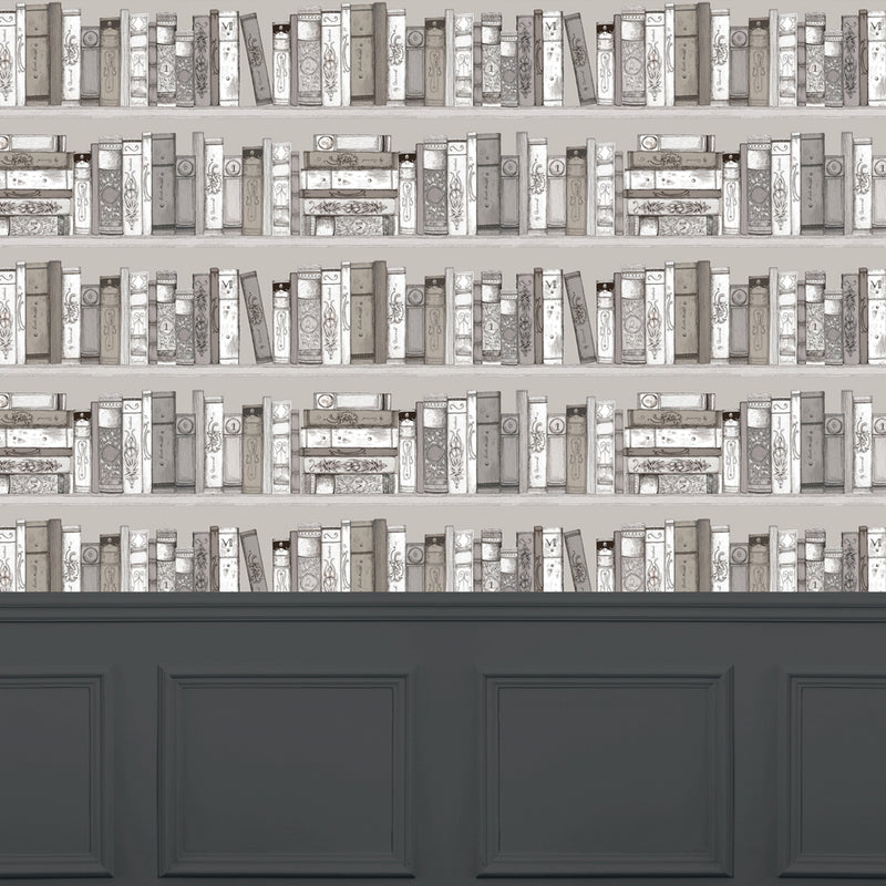 Voyage Maison Library Books 1.4m Wide Width Wallpaper in Sepia