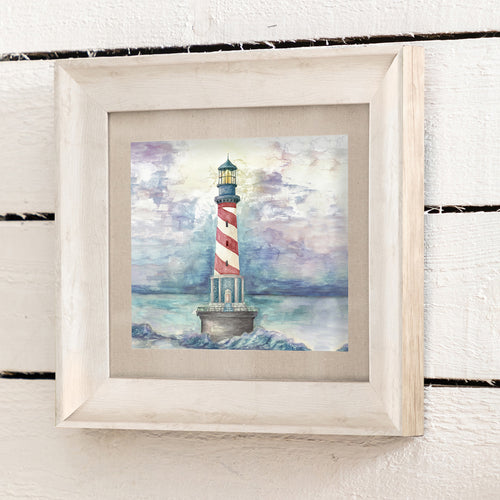 Voyage Maison Lighthouse Framed Print in Birch/Sunset