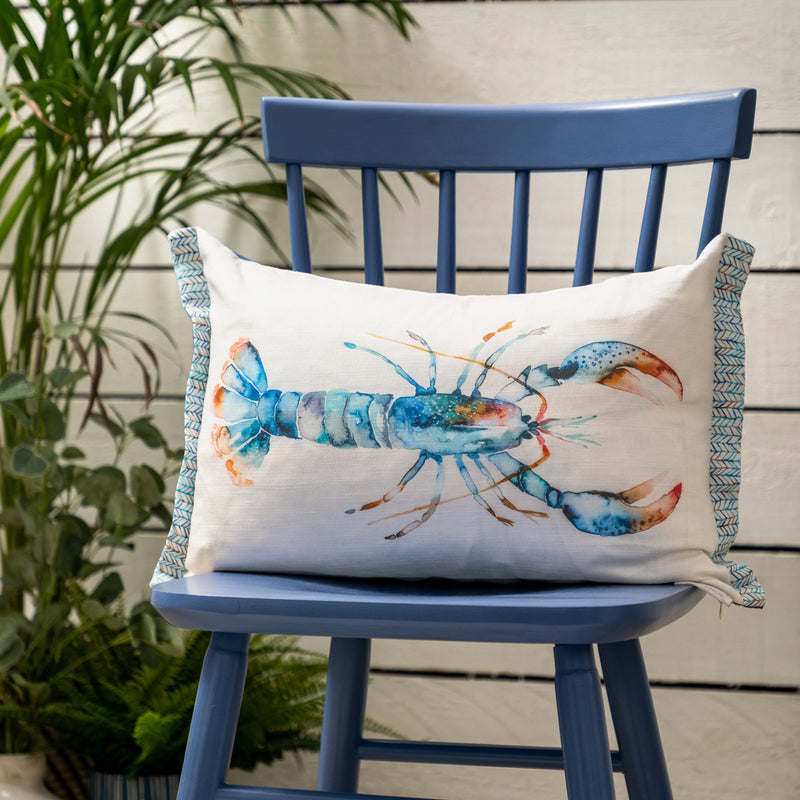 Voyage Maison Lobster Printed Cushion Cover in Cobalt