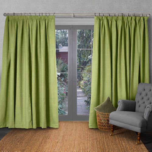 Voyage Maison Malleny Woven Pencil Pleat Curtains in Kiwi