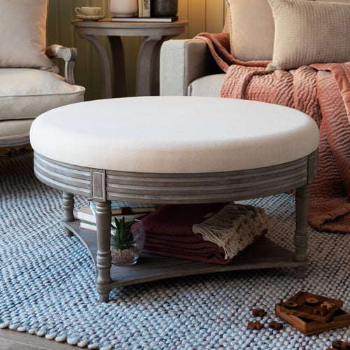 Plain Cream Furniture - Maurice  Ottoman Stone Voyage Maison