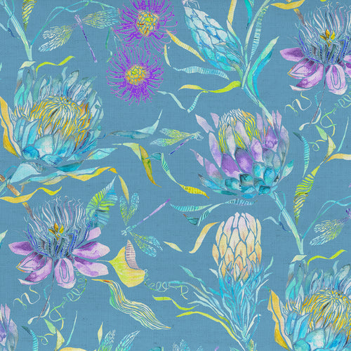 Voyage Maison Moore Haven Printed Crafting Cotton Apparel Fabric in Aqua